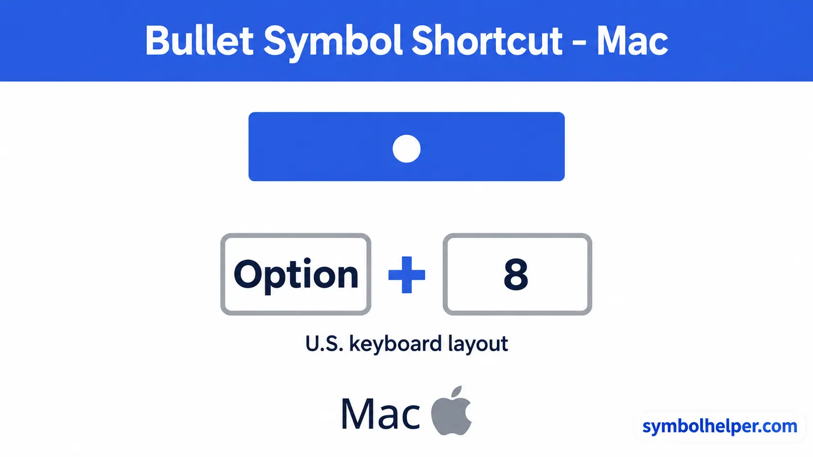 Press Option and 8 together to type a bullet using the U.S. Mac keyboard layout.