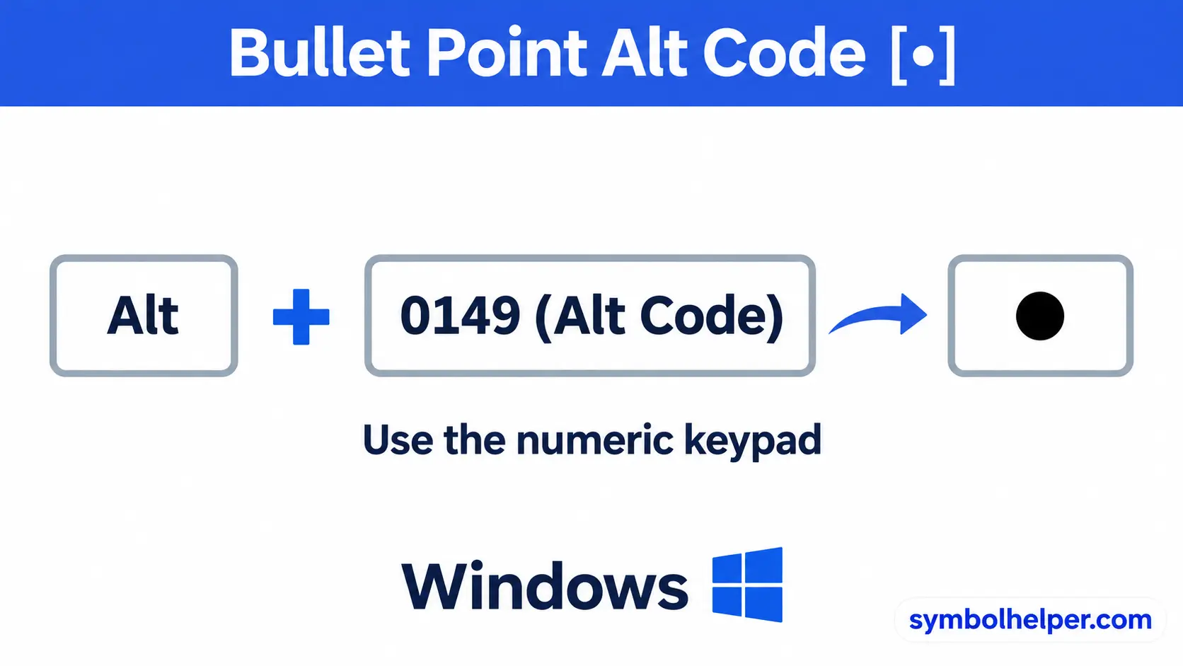 Hold Alt and type 0149 on the numeric keypad to insert the bullet symbol on Windows.
